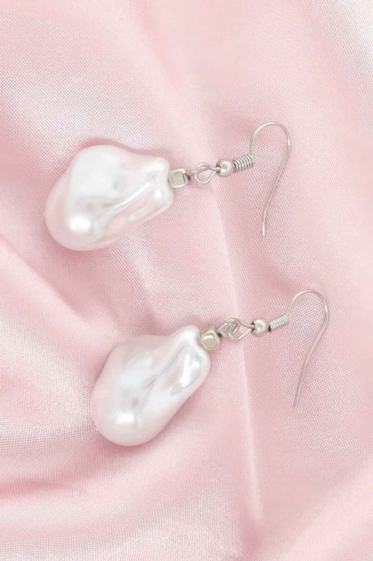 White Baroque Pearl Earrings