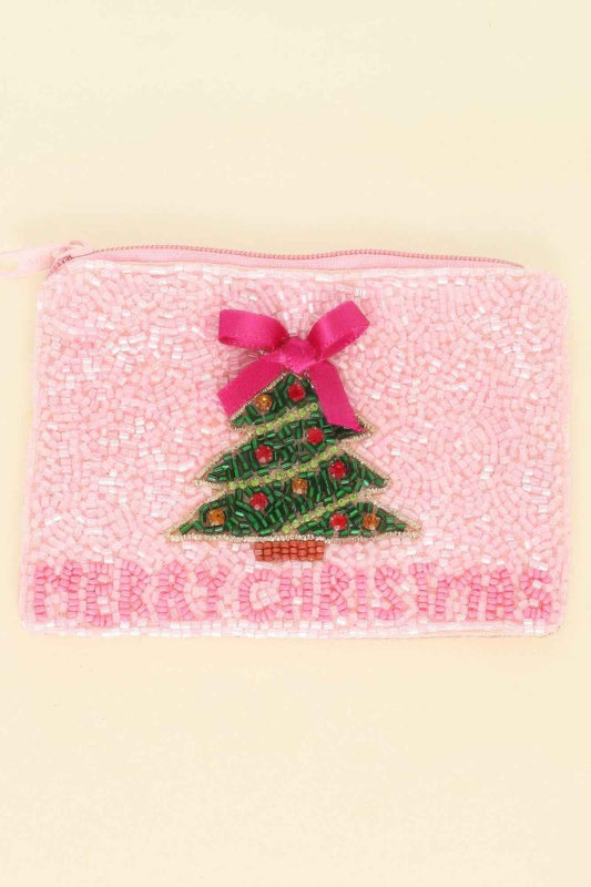 Christmas Three Seed Beaded Coin Bag