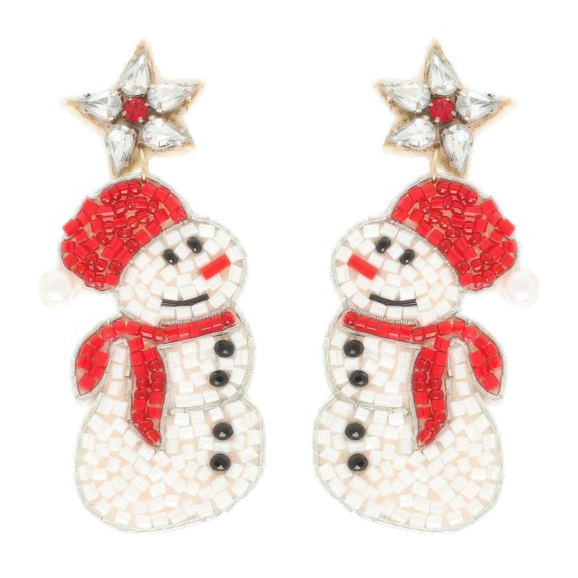 Christmas Scarfed Snowman Post Earrings