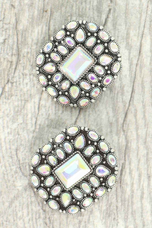 Western Jeweled Concho Post Earrings