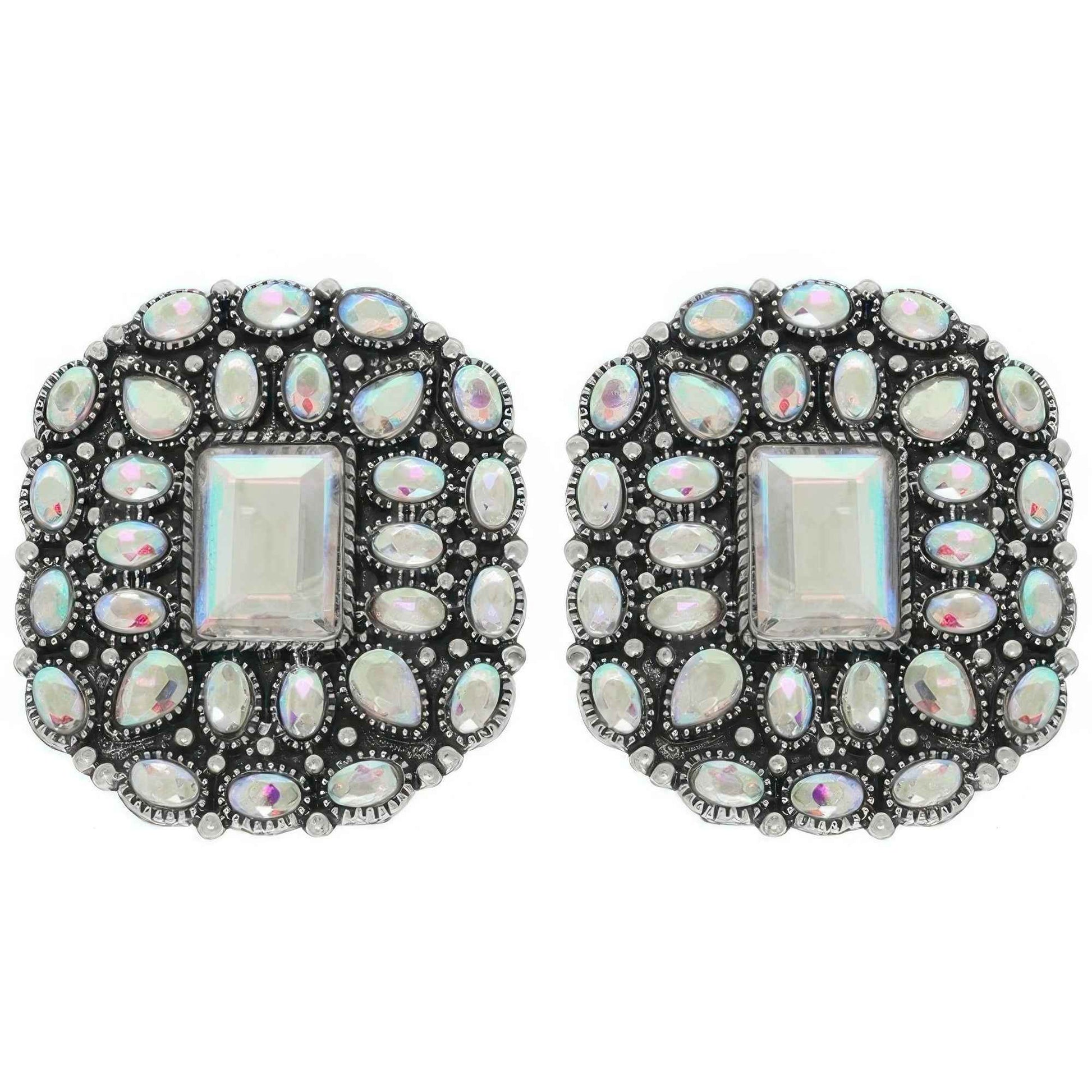 Western Jeweled Concho Post Earrings