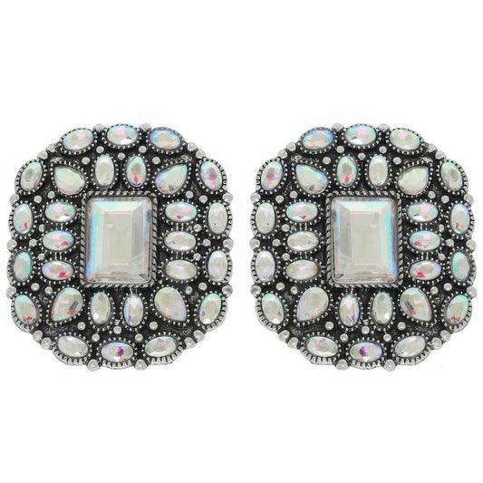 Western Jeweled Concho Post Earrings