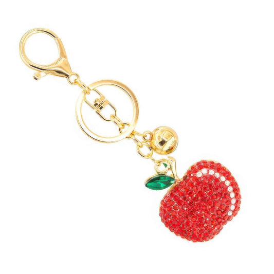 Red Apple Jeweled Keychain