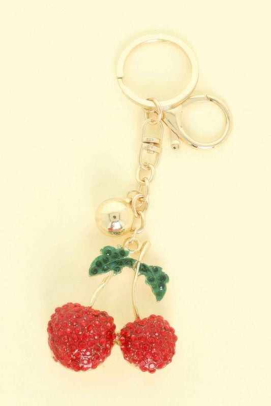 Jeweled Red Cherry Keychain