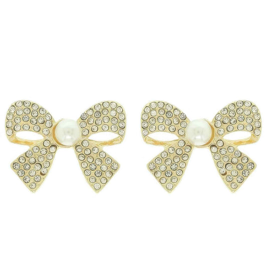 Jeweled Short Tail Bow Ribbon Earrings