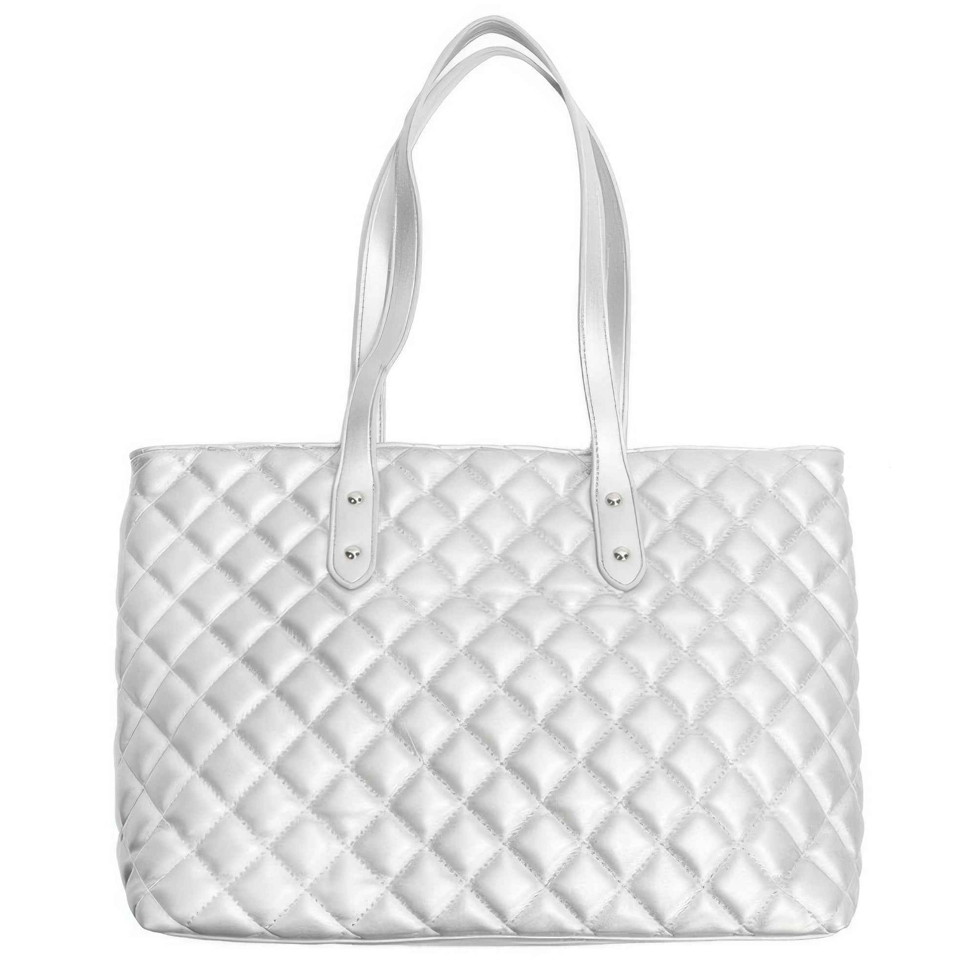 Quilted Diamond Lattice Pu Leather Tote Bag