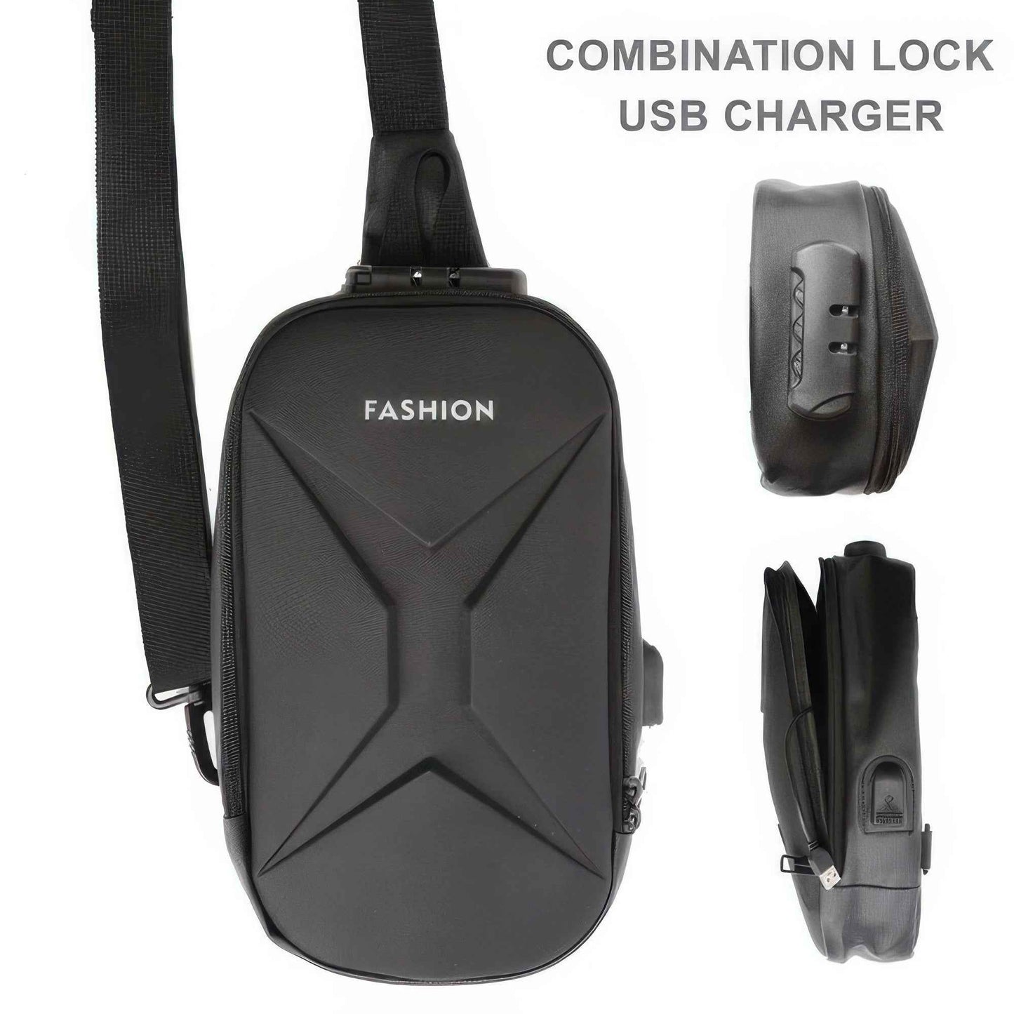Sling Bag With Usb Charging Port & Password Lock