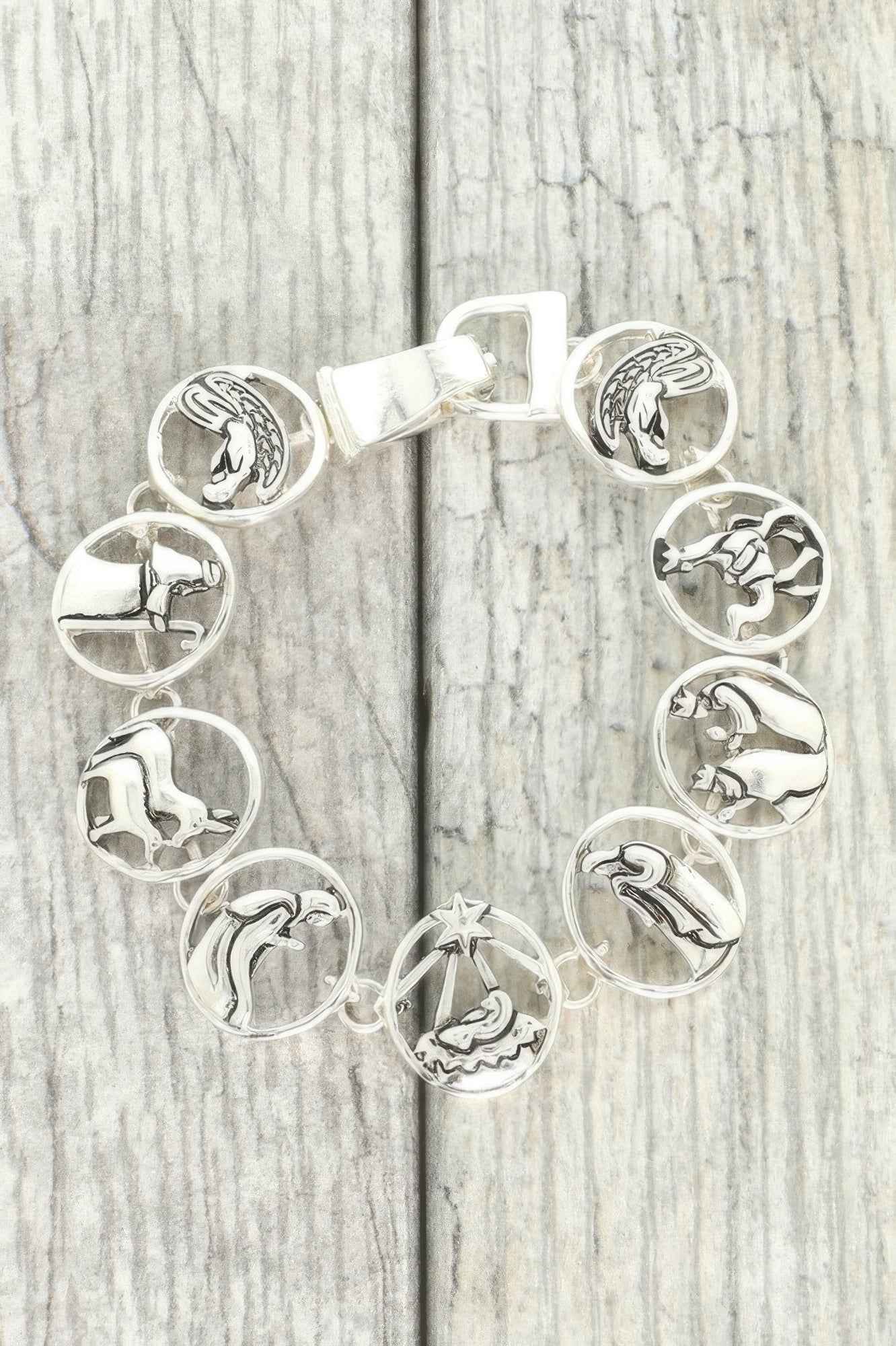 Faith Nativity Theme Charm Link Magnetic Bracelet