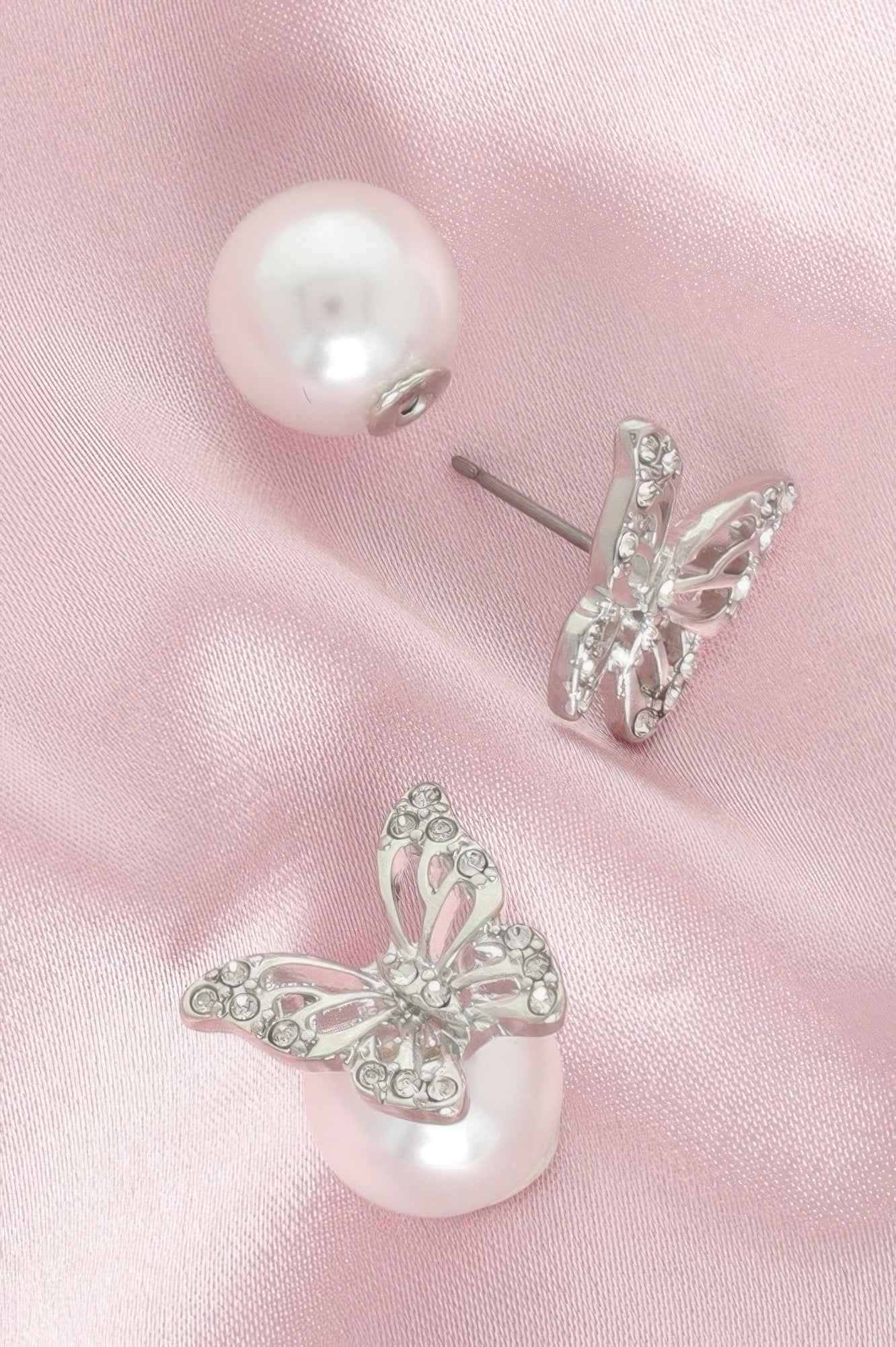 Butterfly Post Earrings Pearl Styled Clutches