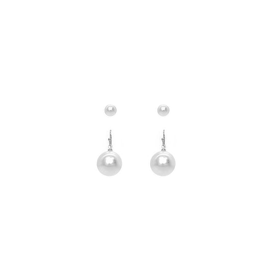 2-pair Assorted White Pearl Earring Set - It's a Girly Place