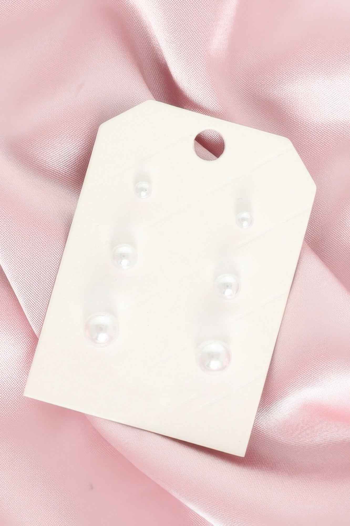 3-pair Assorted White Pearl Stud Earring Set