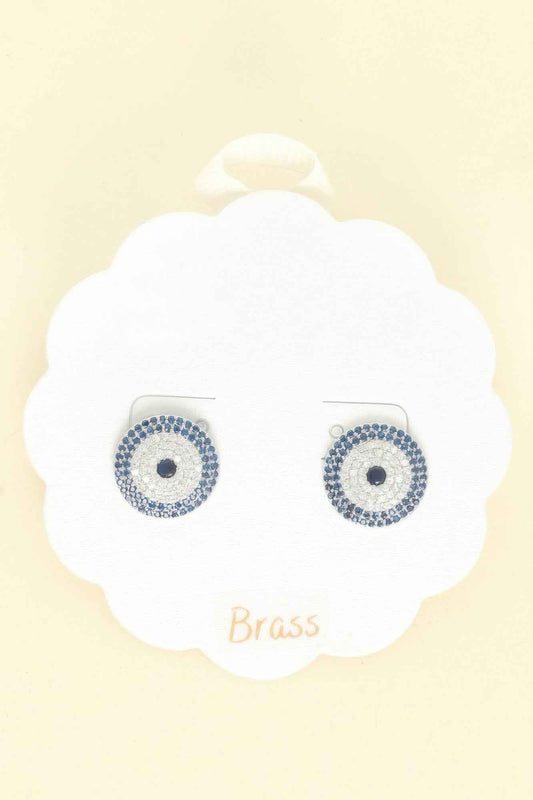 Evil Eye Rhinestone Stud Earrings