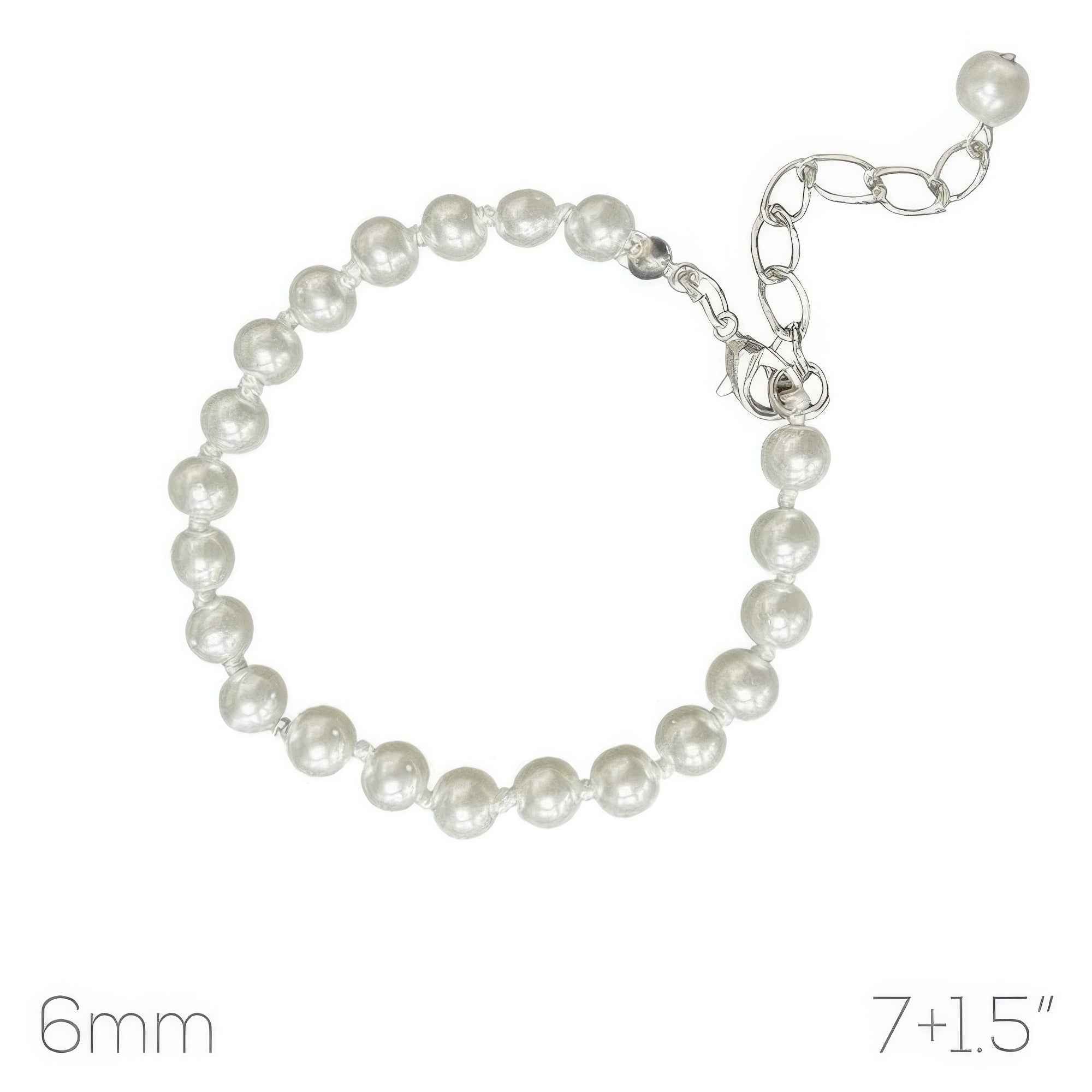 White Pearl Beaded Adjustable Bracelet