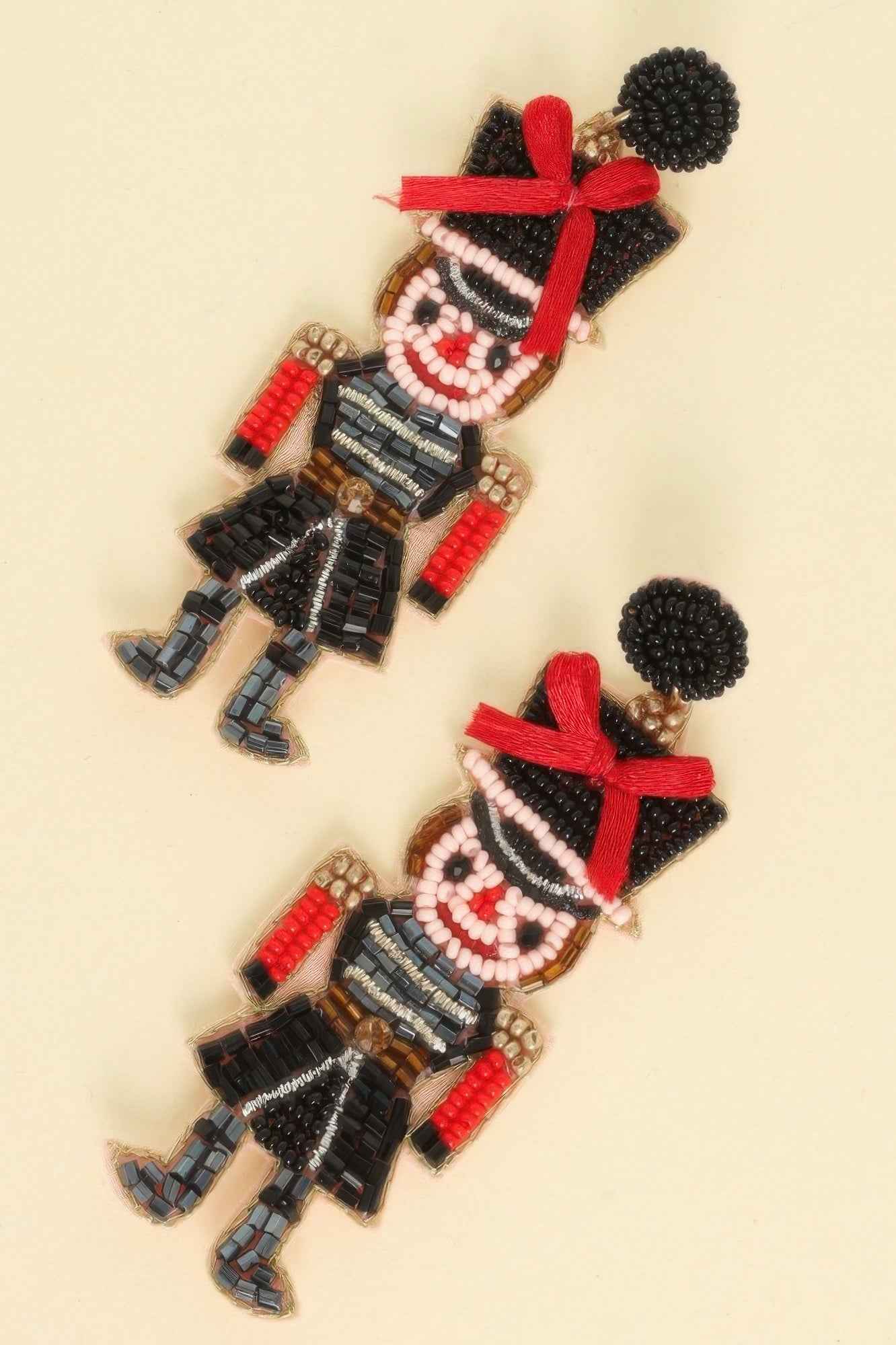 Christmas Nutcracker Seed Beaded Earrings