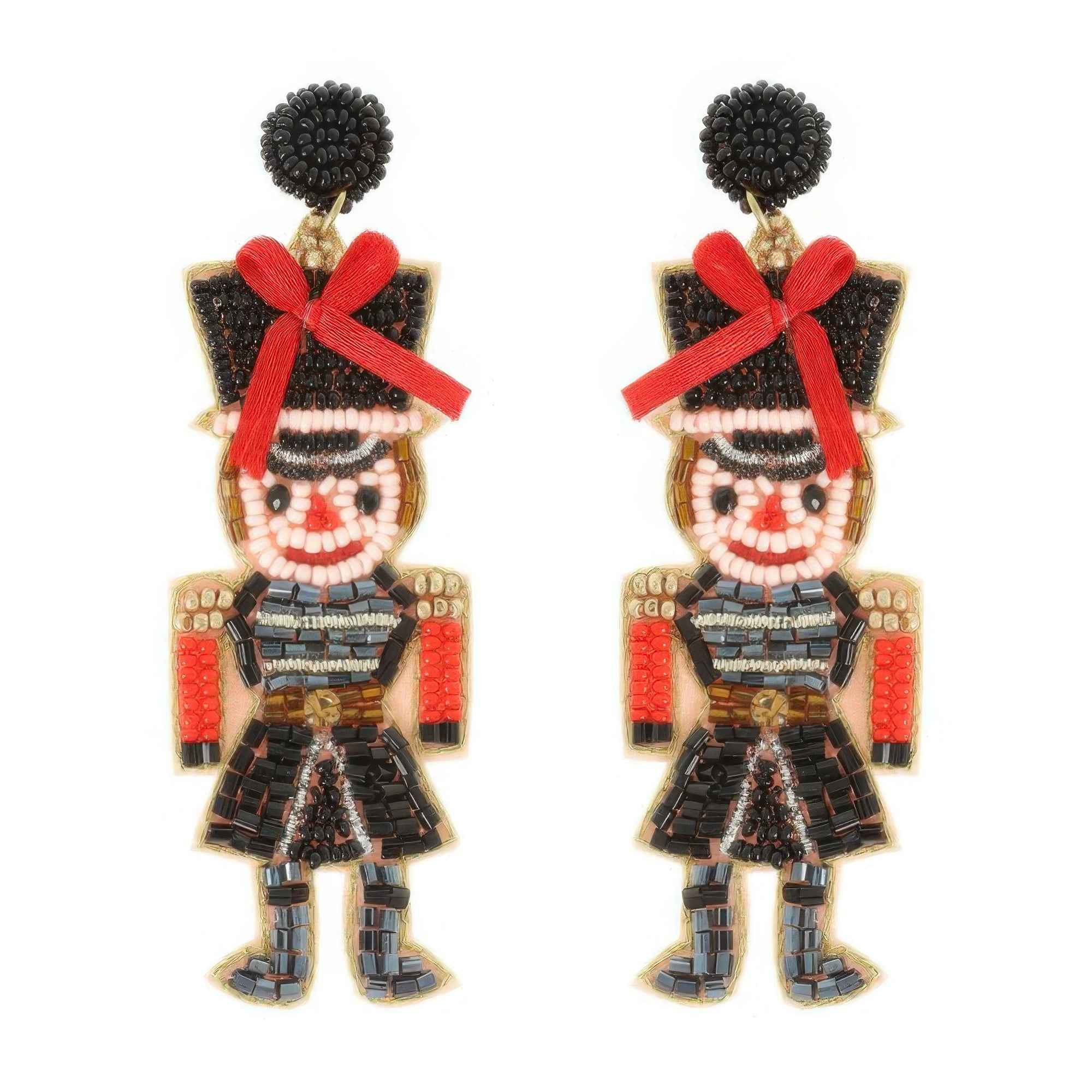 Christmas Nutcracker Seed Beaded Earrings