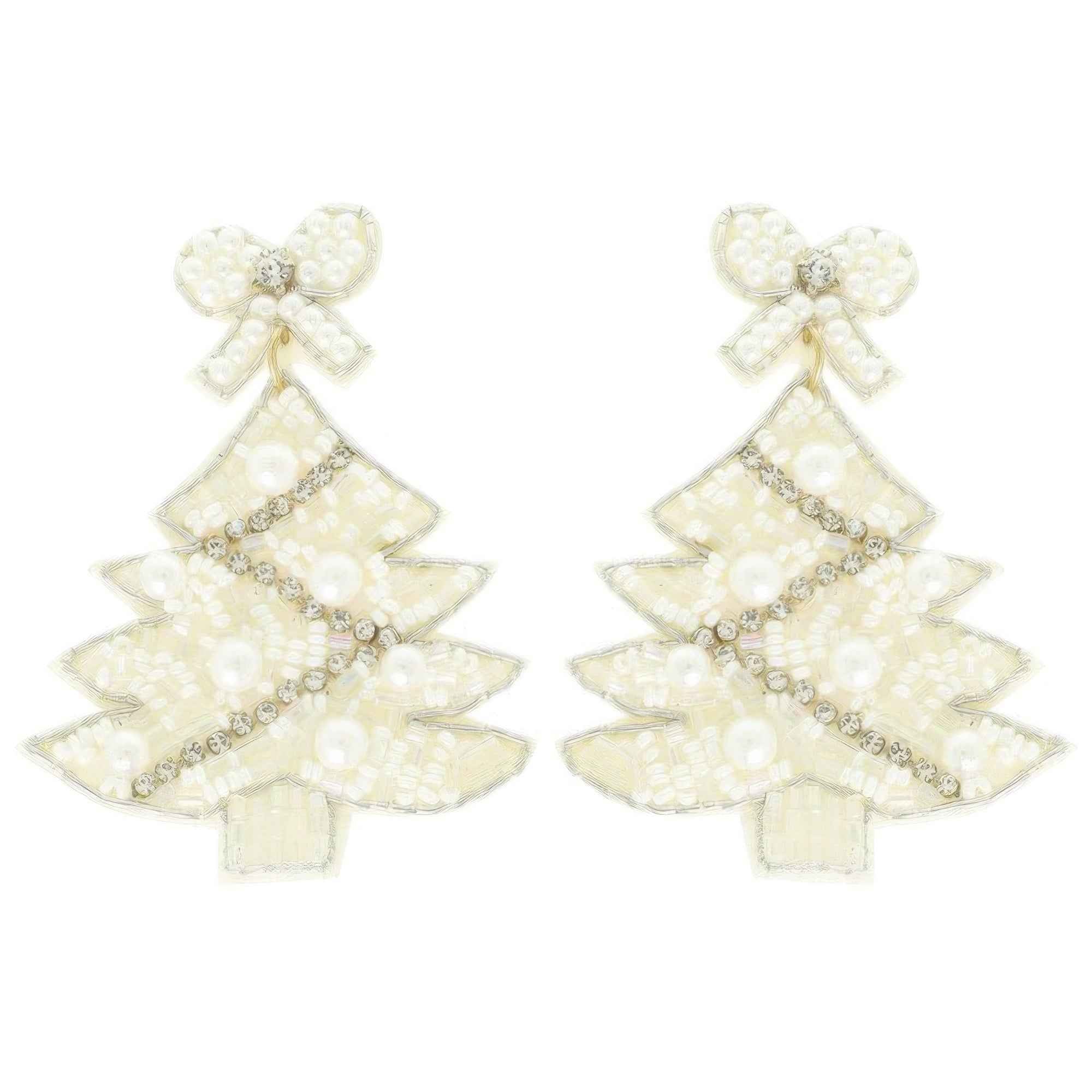 White Christmas Tree Post Earrings