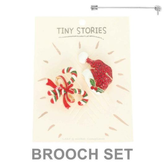 2pc Christmas Theme Brooch Pin Set