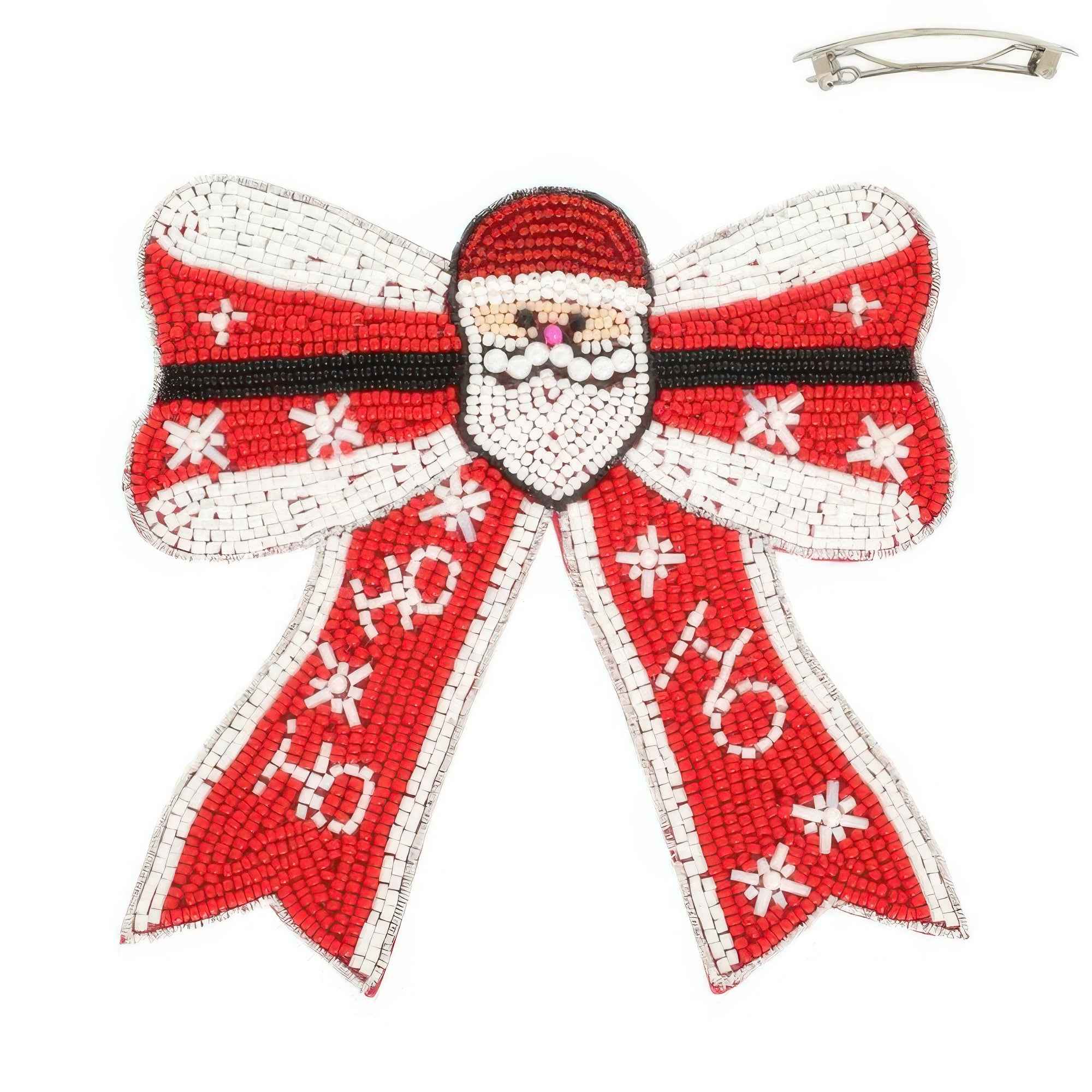 Christmas Santa Bow Barrette Hair Clip