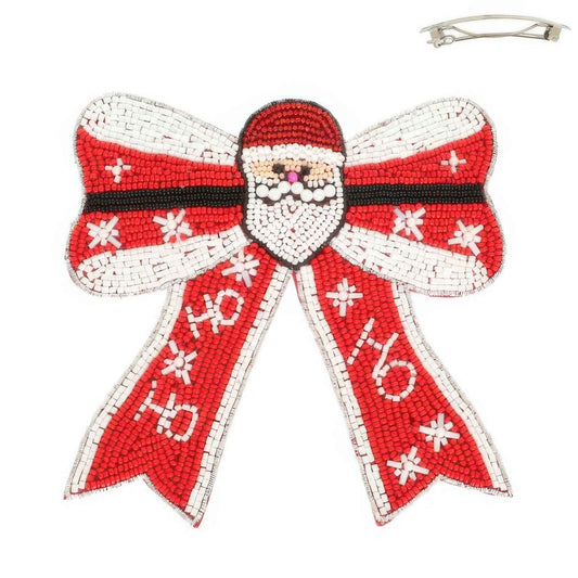 Christmas Santa Bow Barrette Hair Clip