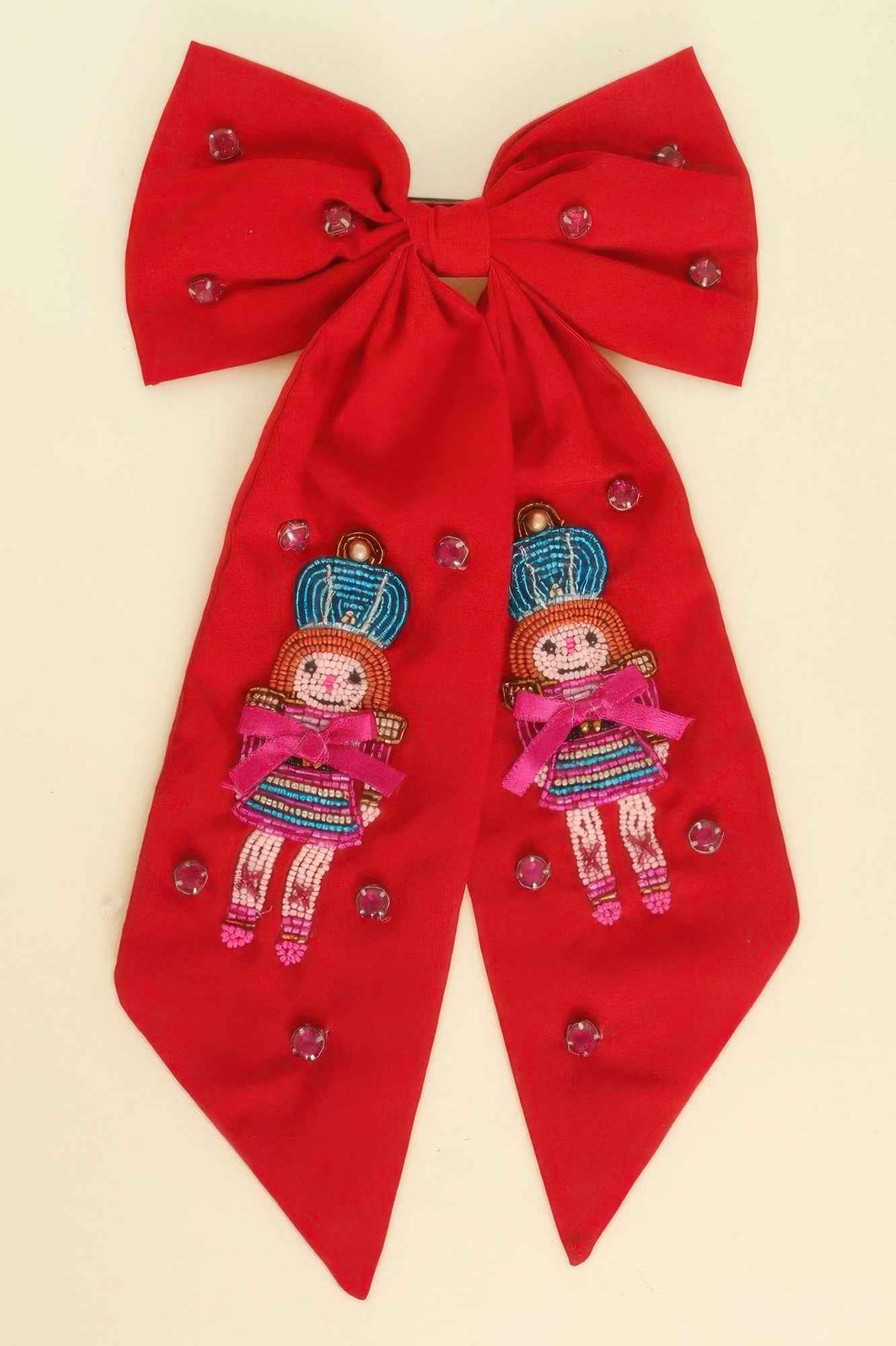 Christmas Nutcracker Dame Bow Barrette Hair Clip