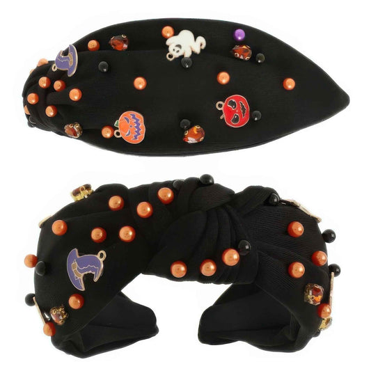 Halloween Theme Enamel Charm Top Knot Headband