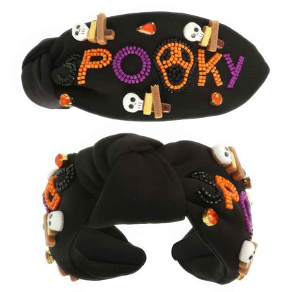 Halloween Spooky Beaded Top Knot Headband