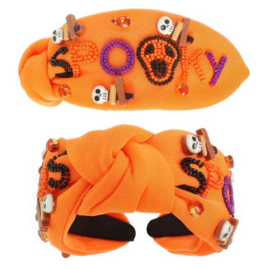 Halloween Spooky Beaded Top Knot Headband