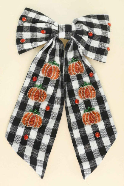 Halloween Theme Plaid Bow Barrette Hair Clip