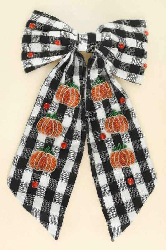 Halloween Theme Plaid Bow Barrette Hair Clip