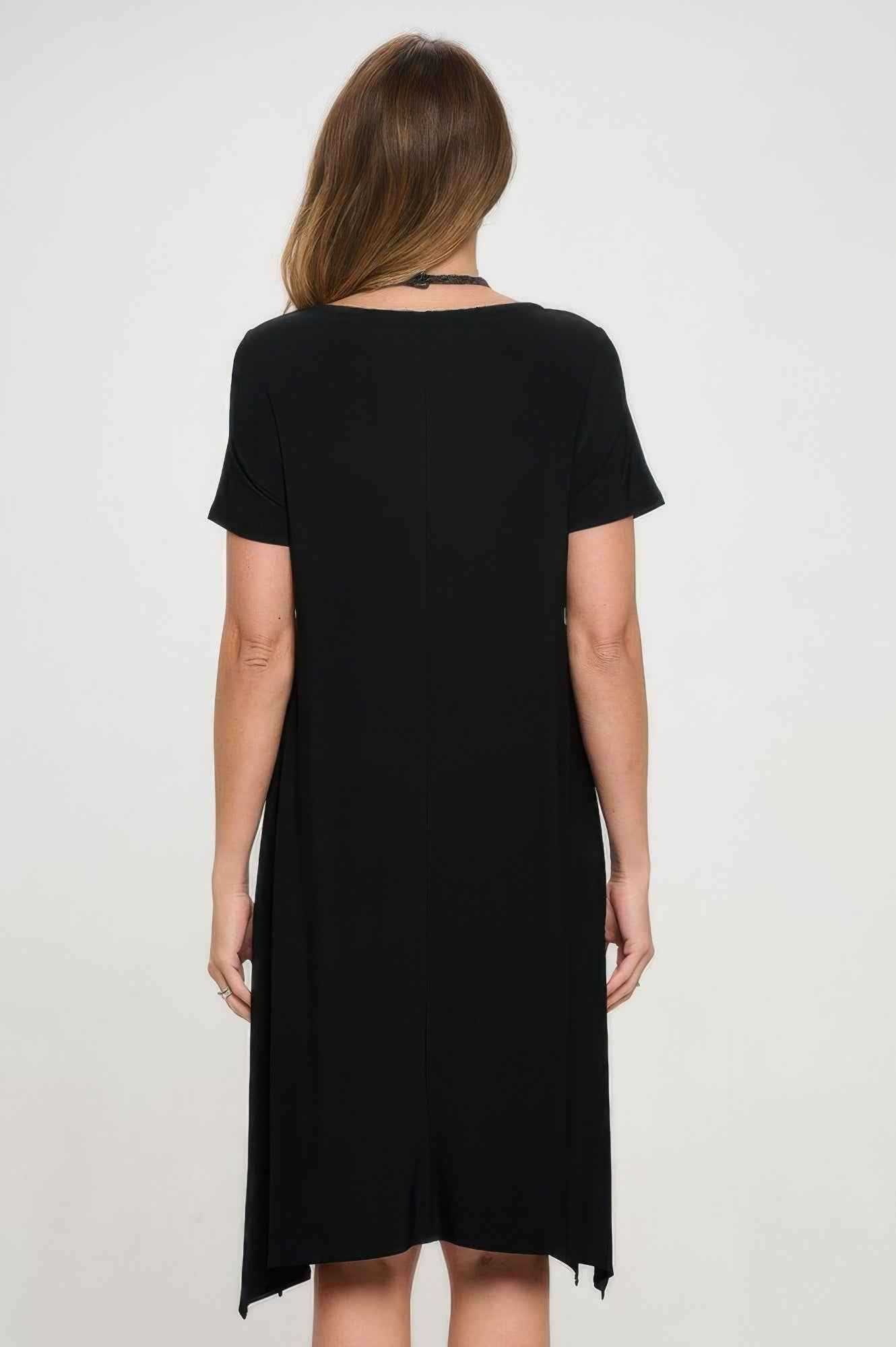 Hit Boat Neck Shark Bite Hem Dress