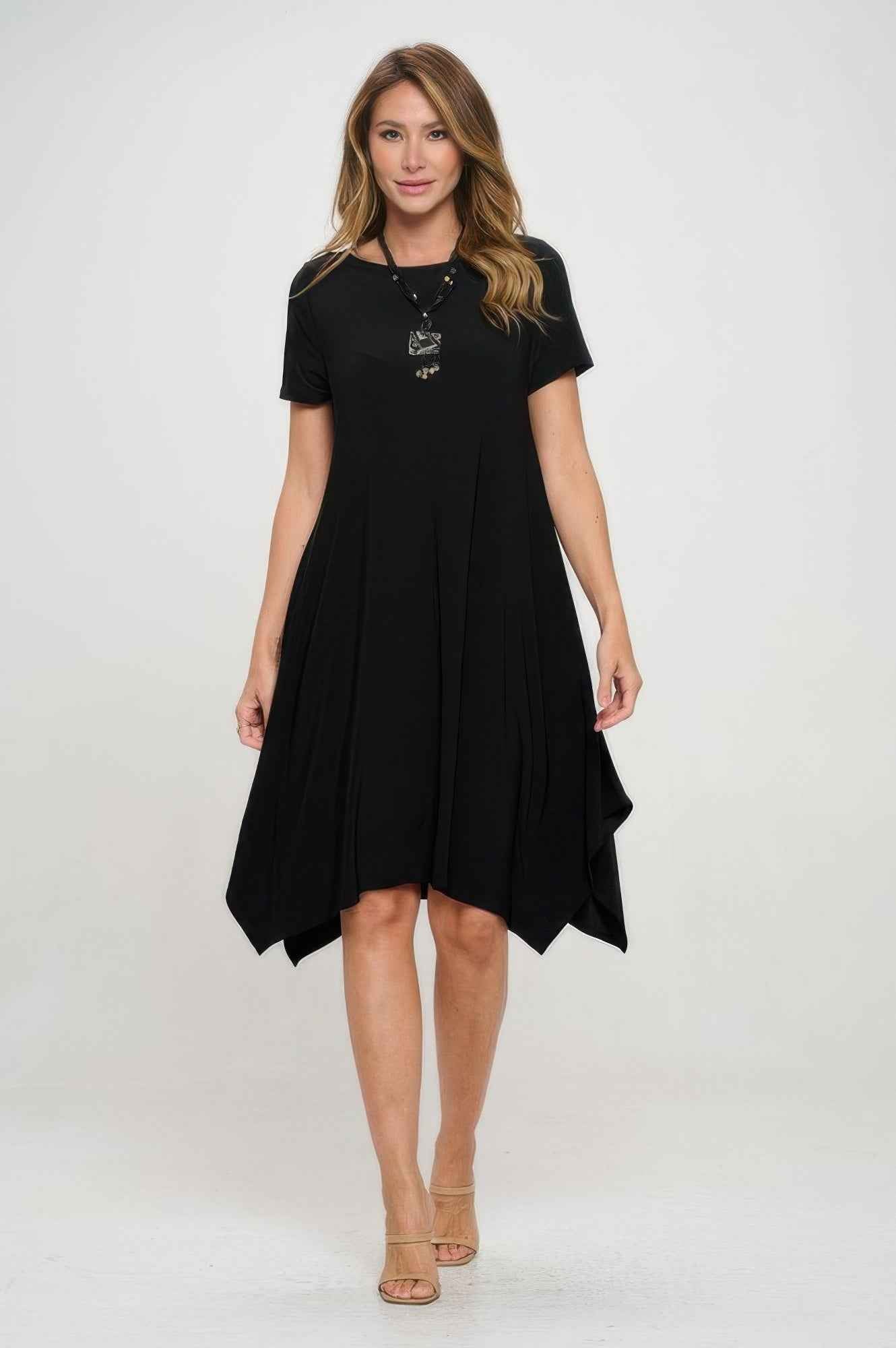 Hit Boat Neck Shark Bite Hem Dress