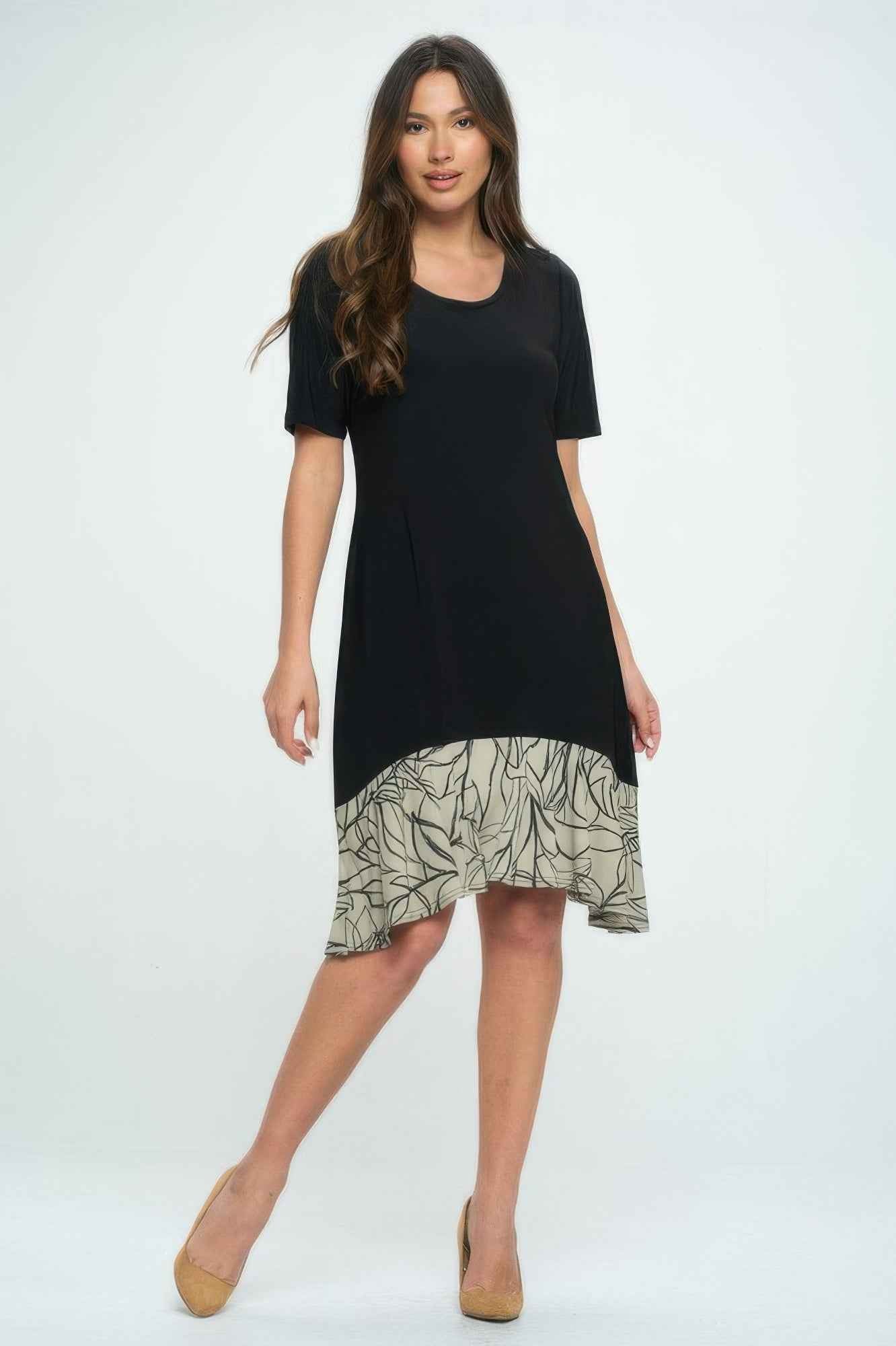 Hit Half Sleeve Contrast Dress