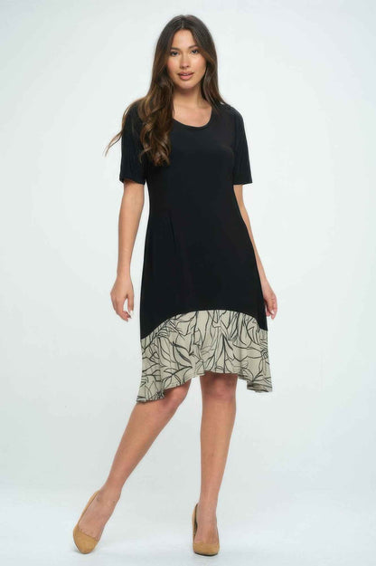 Hit Half Sleeve Contrast Dress