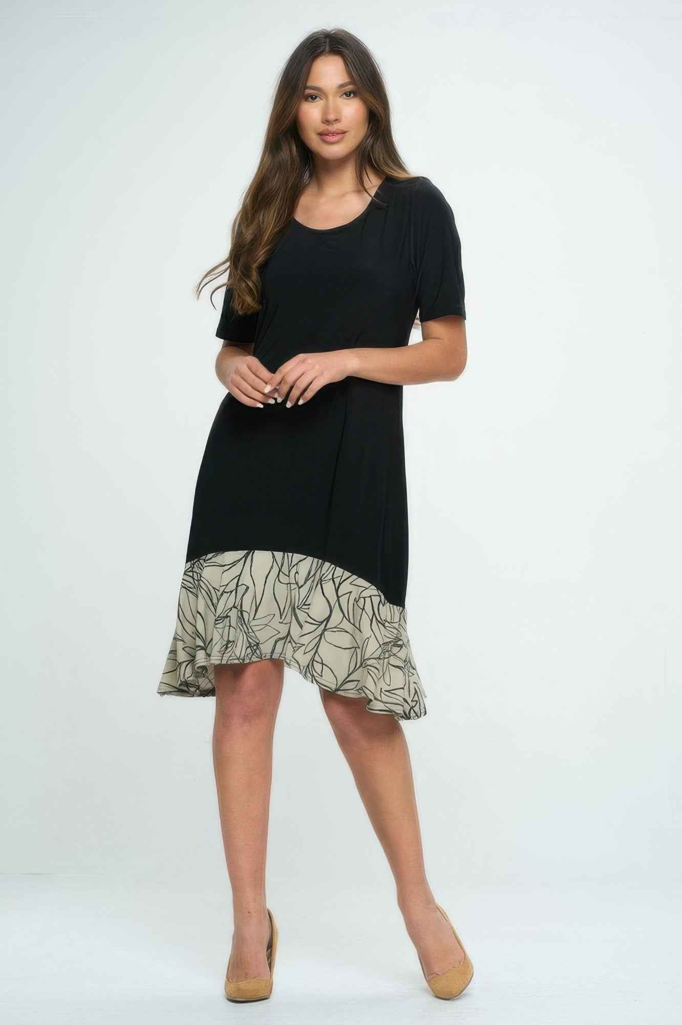 Hit Half Sleeve Contrast Dress