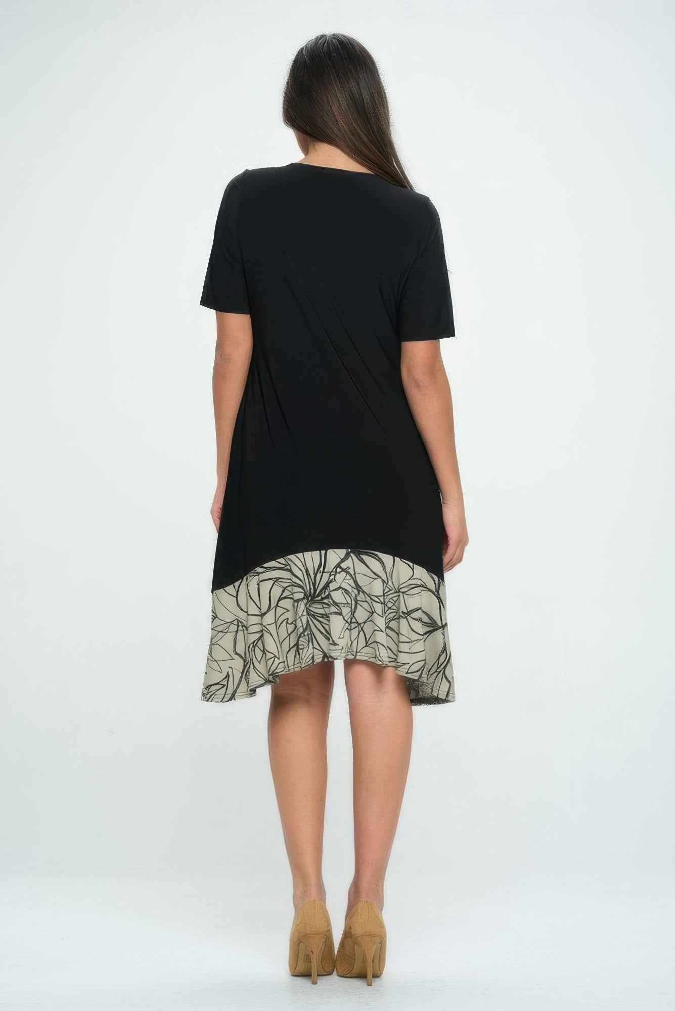 Hit Half Sleeve Contrast Dress