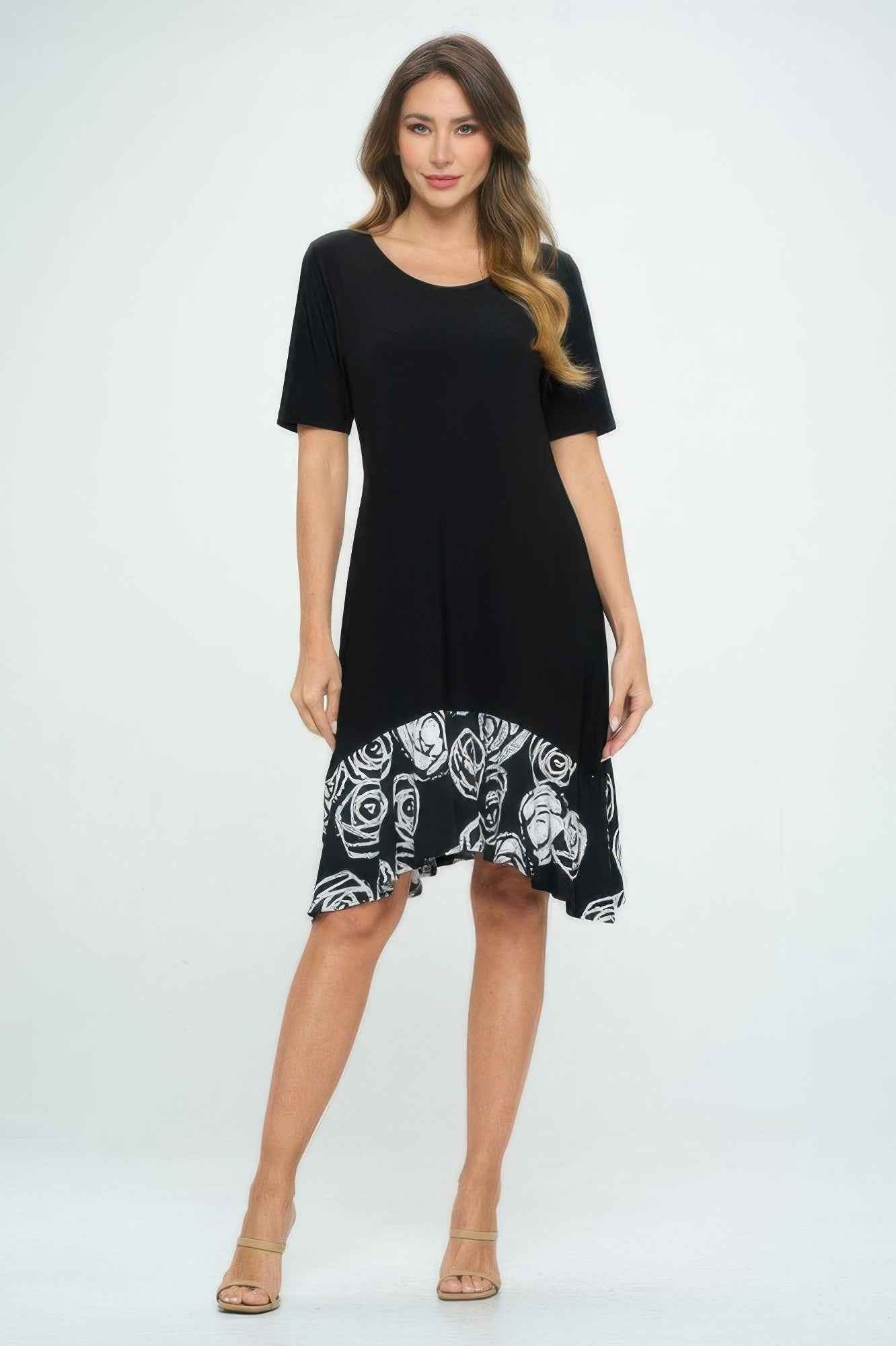 Hit Half Sleeve Contrast Dress