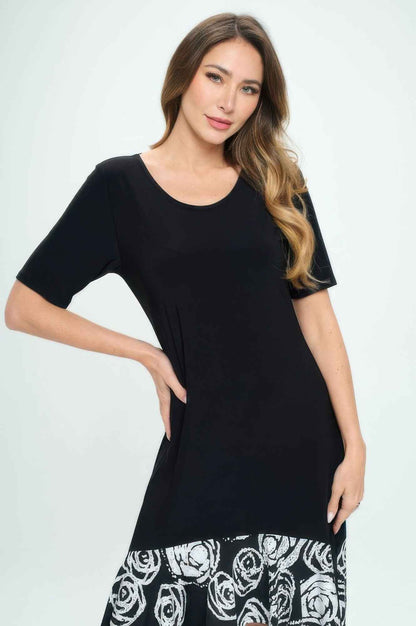 Hit Half Sleeve Contrast Dress