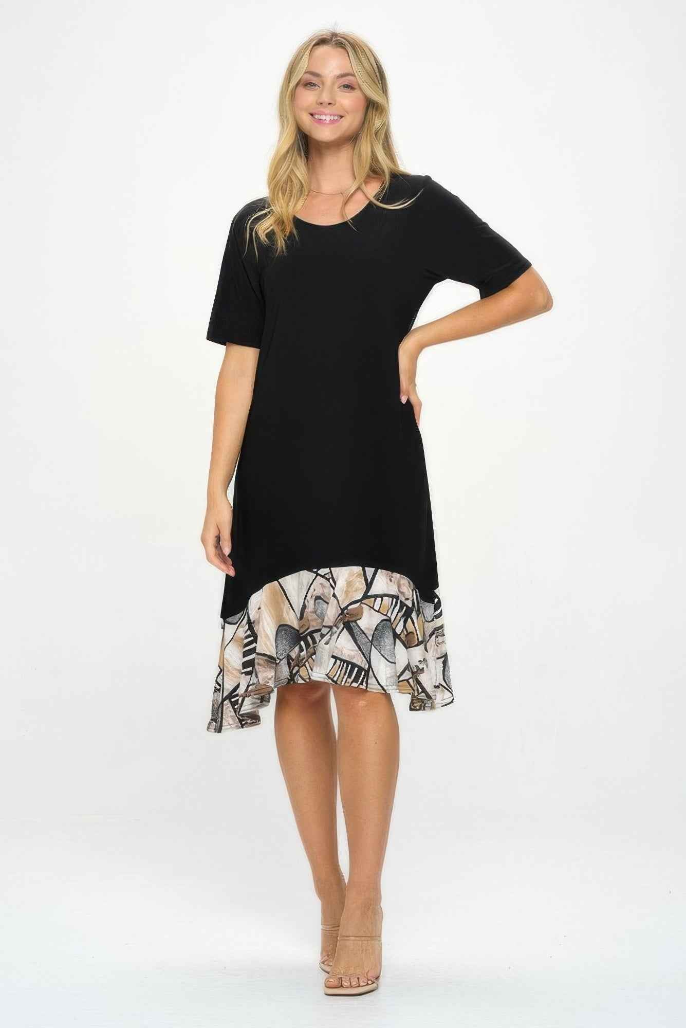 Hit Half Sleeve Contrast Dress