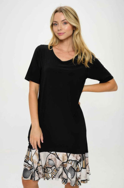 Hit Half Sleeve Contrast Dress