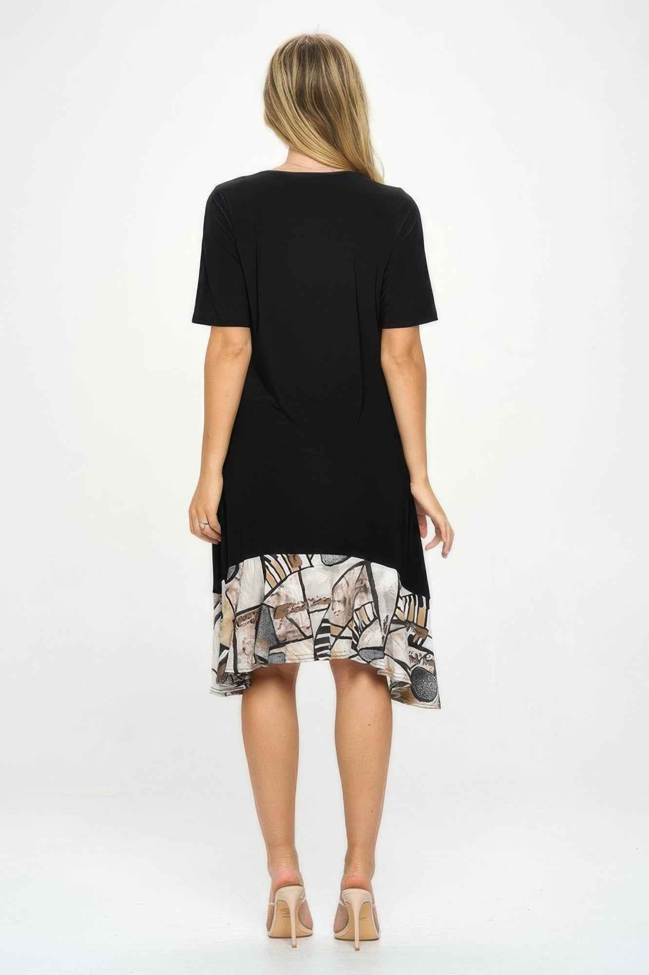 Hit Half Sleeve Contrast Dress