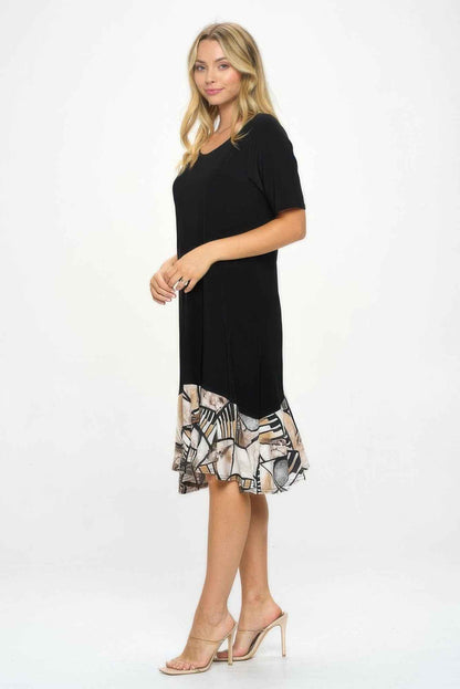Hit Half Sleeve Contrast Dress