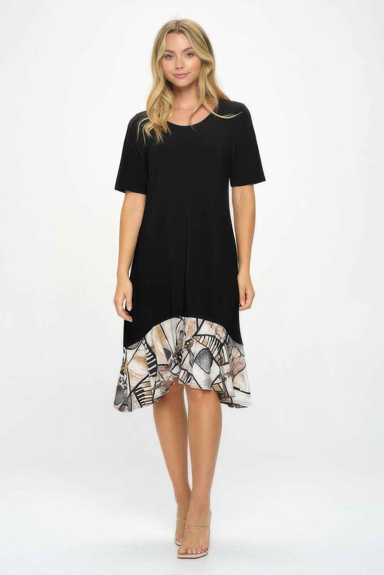 Hit Half Sleeve Contrast Dress