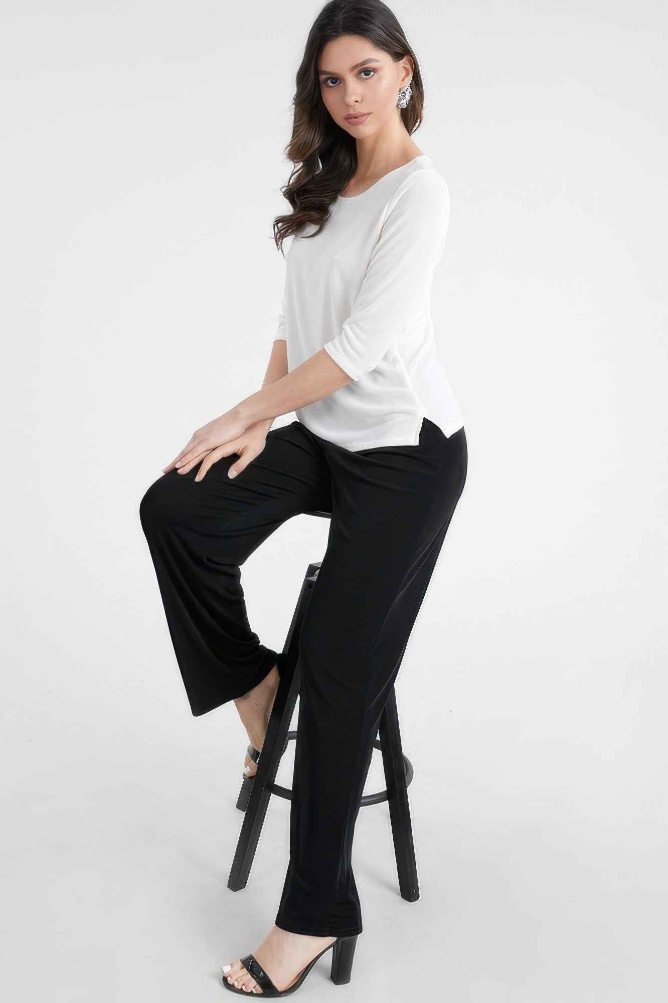 Quarter Sleeve Solid Acetate Top