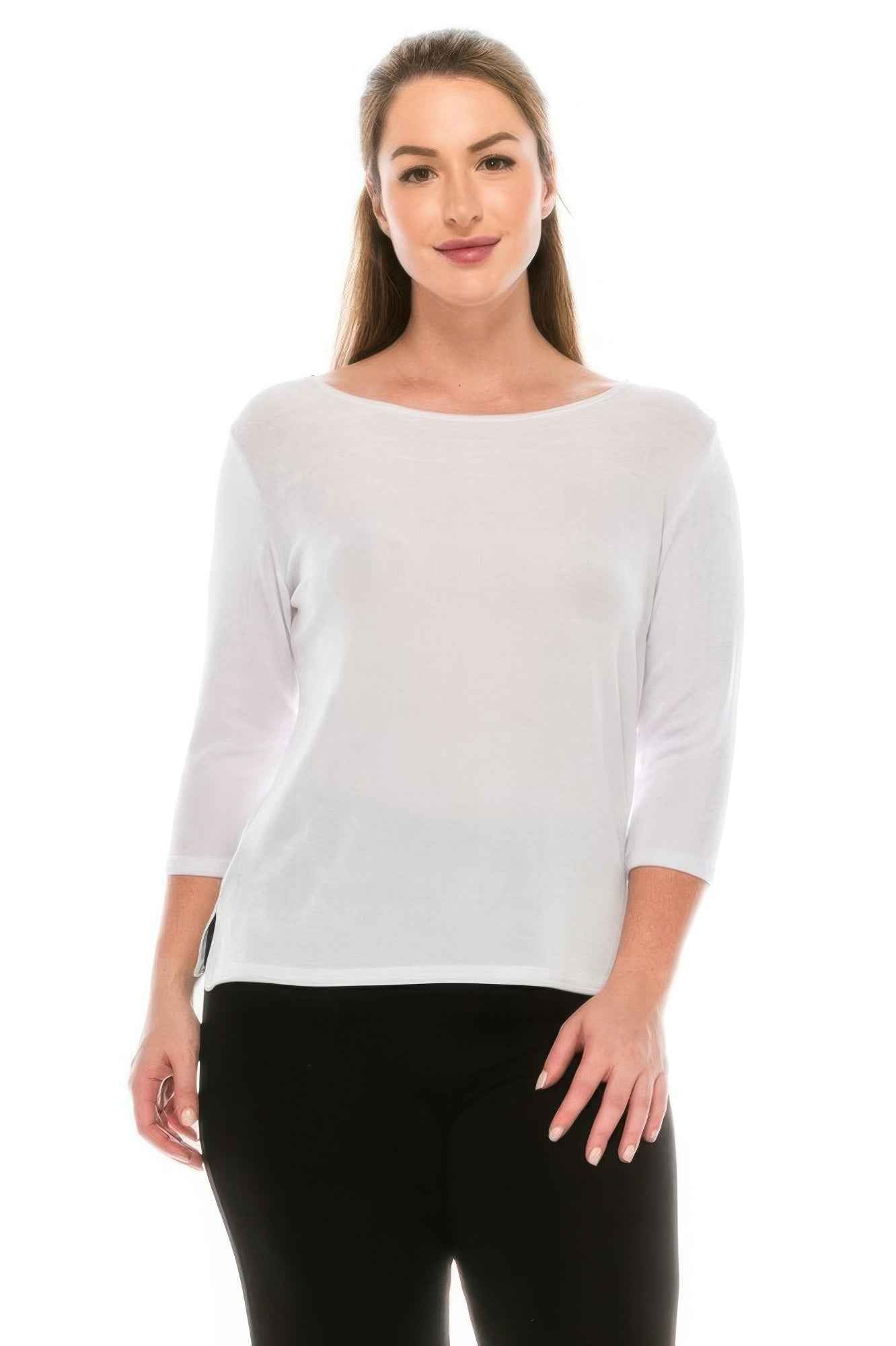 Quarter Sleeve Solid Acetate Top