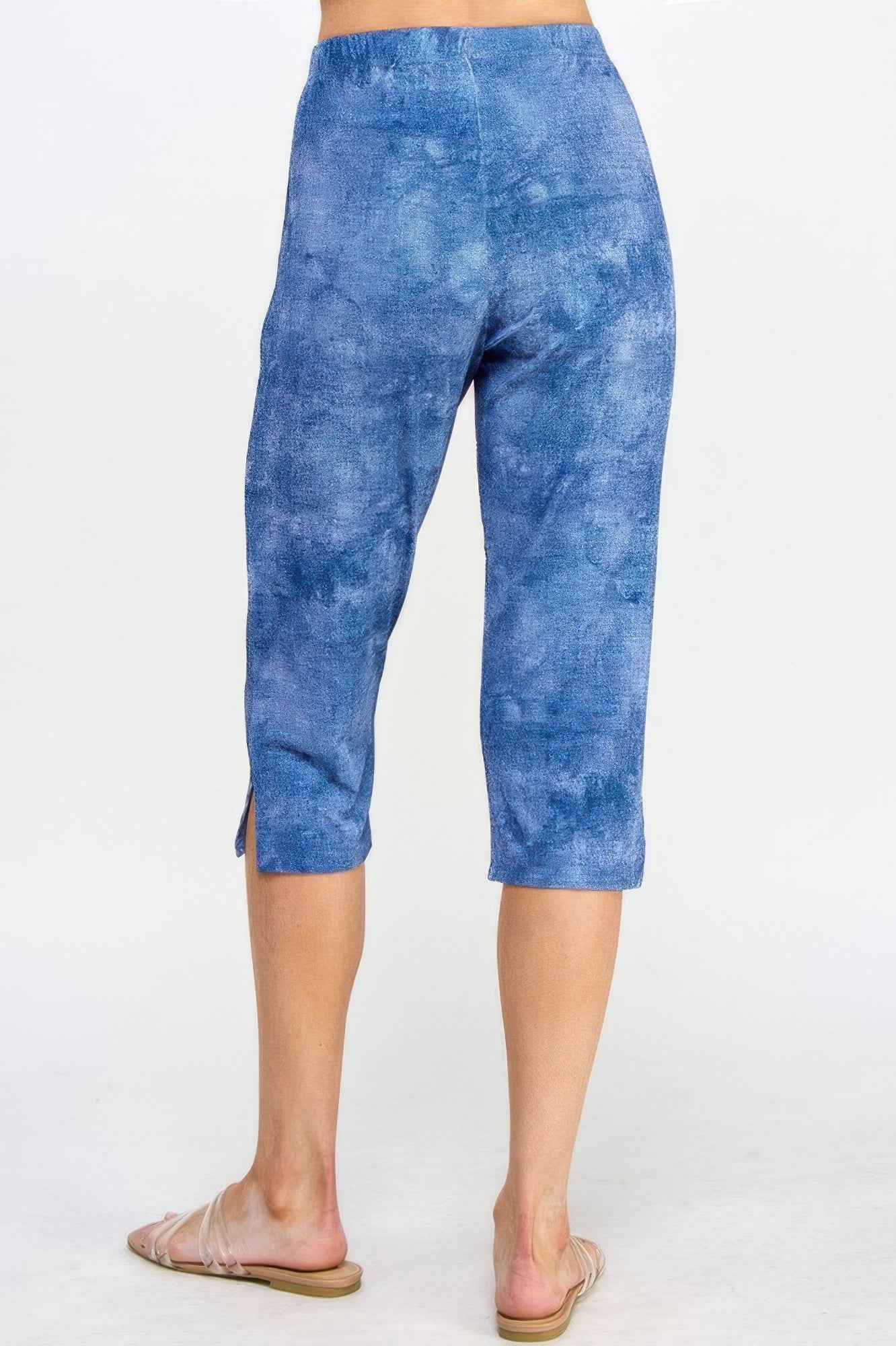 Denim Print Stretch Capri Pants
