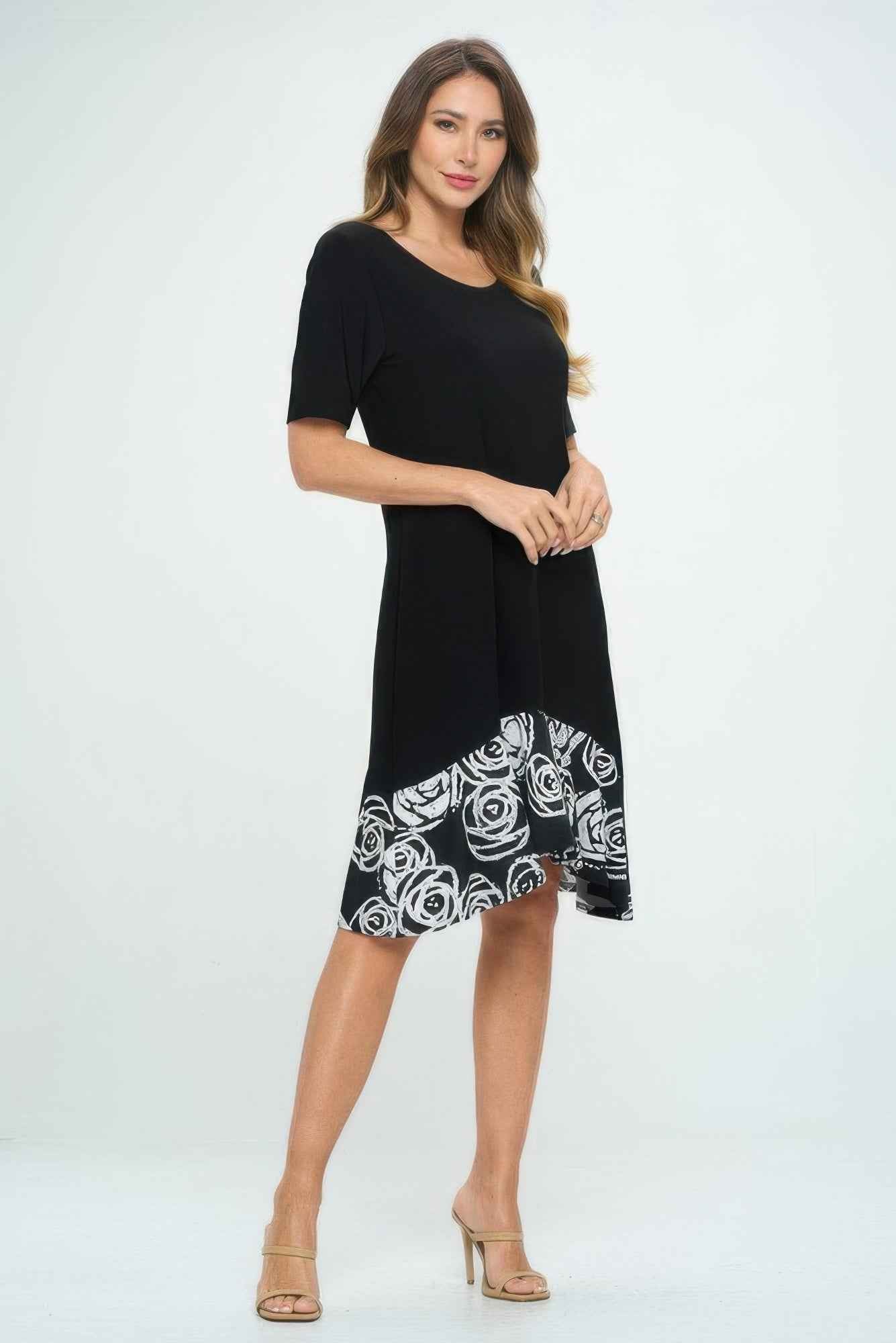 Hit Half Sleeve Contrast Dress