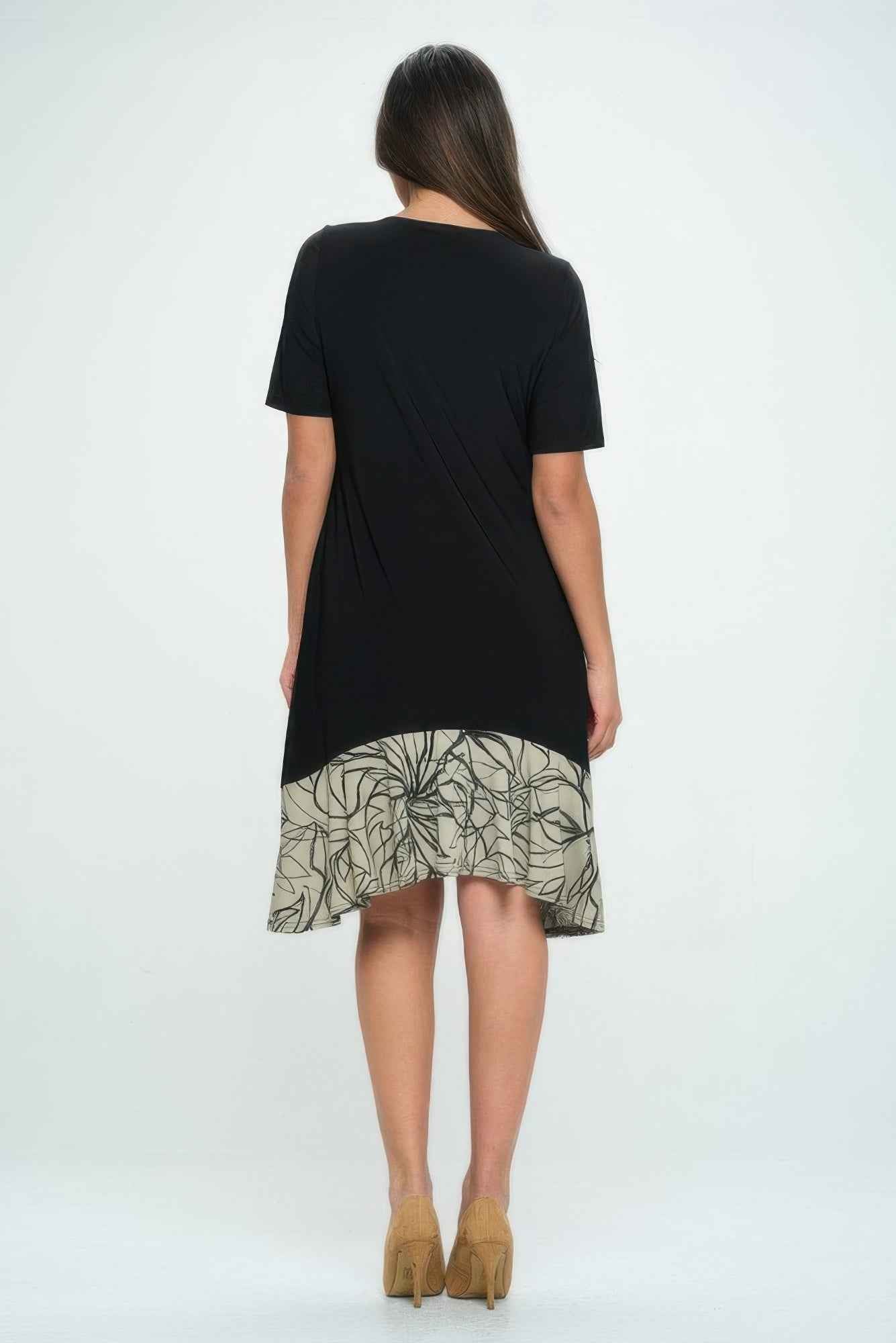 Hit Half Sleeve Contrast Dress