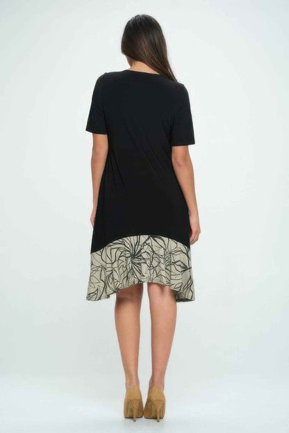 Hit Half Sleeve Contrast Dress