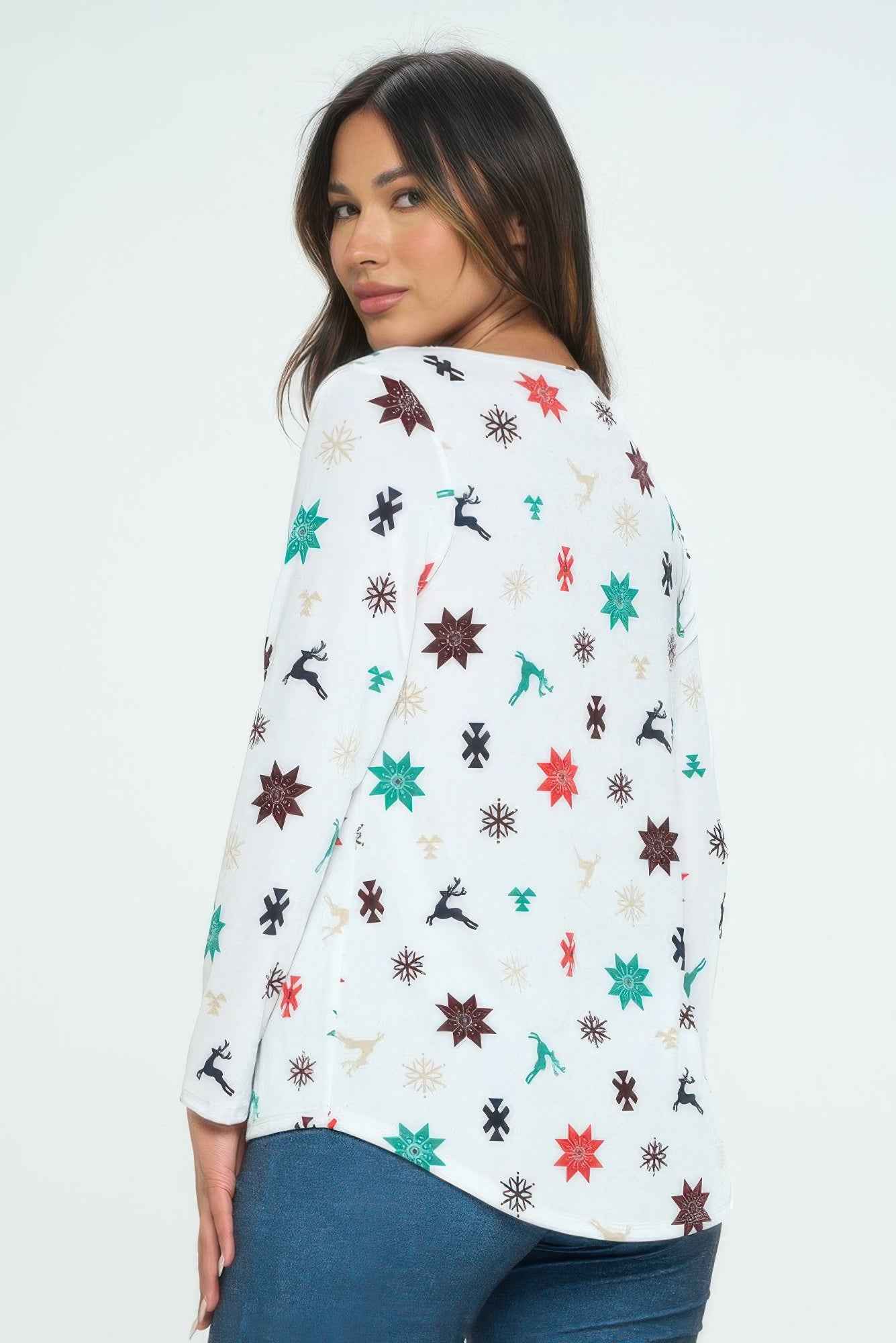 Christmas Print Bns High And Low Top
