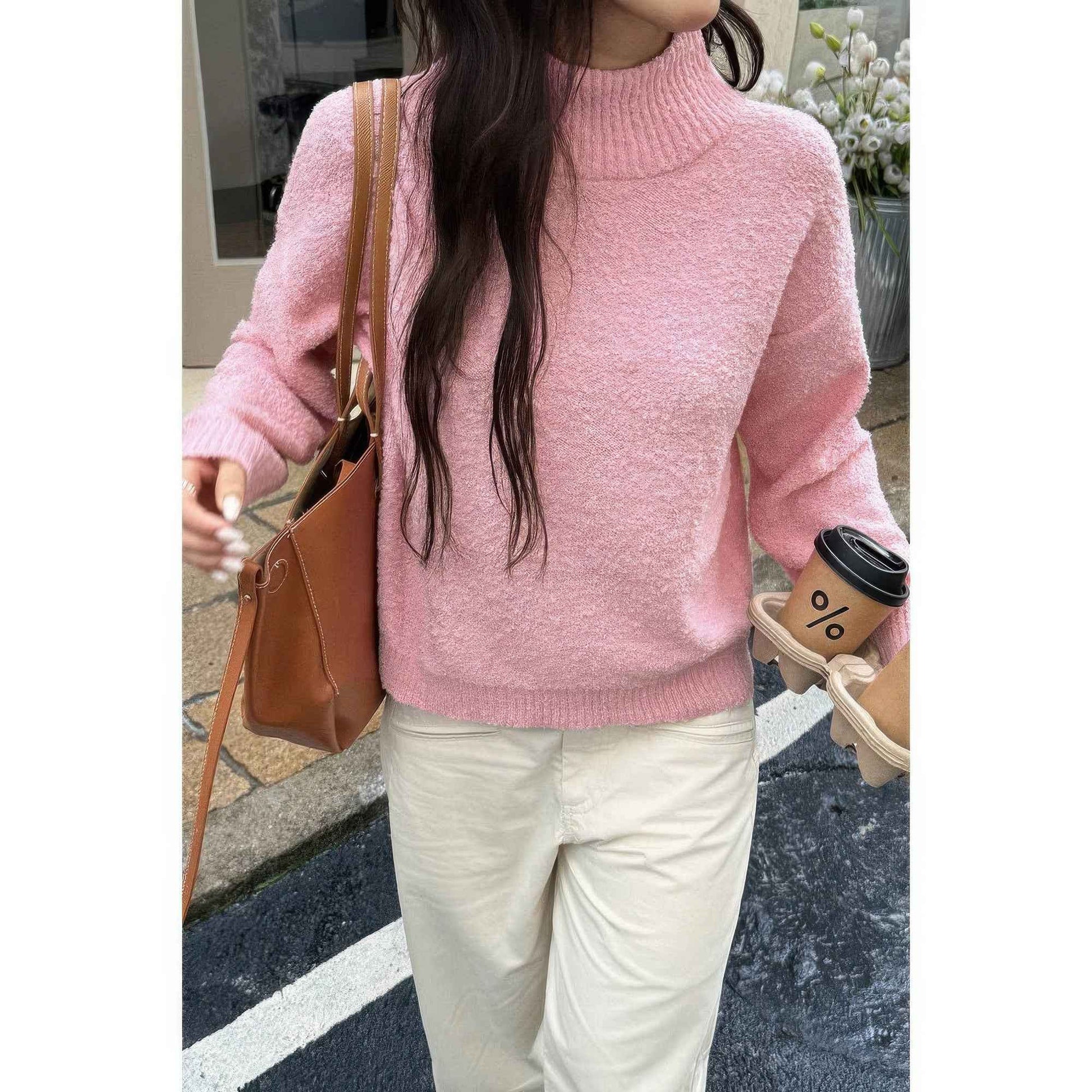 Soft Knit Roll Neck Long Sleeves Sweater